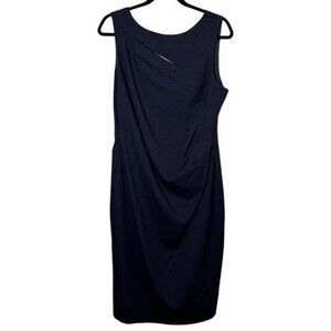 Le Chateau sleeveless cutout sheath midi dress navy blue women's size L